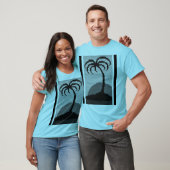 Cool Blue Tropics Palm Tree Artisan Crochet Print T-shirt (Unisex)