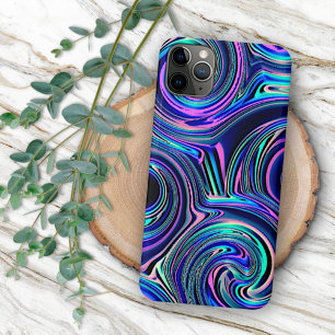 Cool Blue Turquoise Paars Pink Spiral Art Patroon iPhone 11Pro Max Hoesje