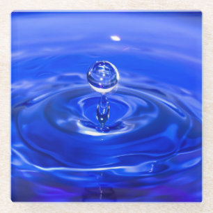Cool Blue Water Droplet Glazen Onderzetter