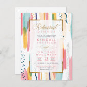 Cool Blue Waterverf Memphis Chic Rehearsal Dinner Uitnodiging Briefkaart (Voorkant / Achterkant)