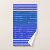 Cool Blue White Geometric Stripes (Serviette à main)