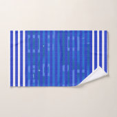 Cool Blue White Geometric Stripes (Serviette à main)