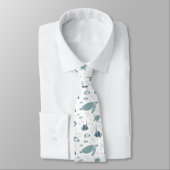 Cool Blue White Turtles en Fish Ocean Pattern Stropdas (Gebonden)