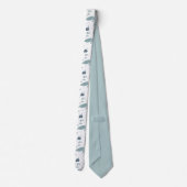 Cool Blue White Turtles en Fish Ocean Pattern Stropdas (Achterkant)