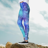 Cool Blue Winter Sky Sneeuwvlokpatroon Waterverf Leggings