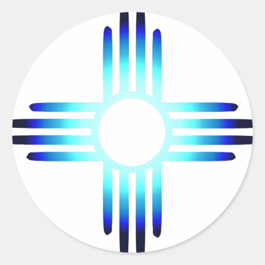 Cool Blue Zia Ronde Sticker (Voorkant)