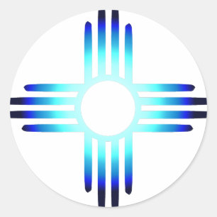 Cool Blue Zia Ronde Sticker