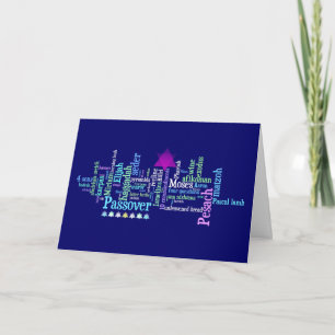 Cool Blues Pesach Word Cloud Card Feestdagen Kaart