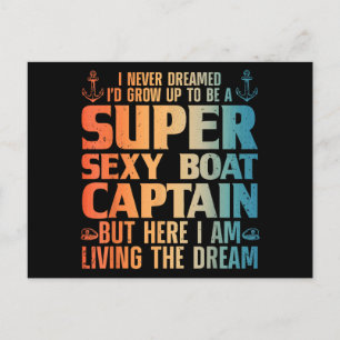 Cool Boat Kapitein Mannen Sail Pontoon Boati Feestdagenkaart