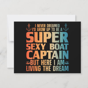 Cool Boat Kapitein Mannen Sail Pontoon Boati Feestdagenkaart