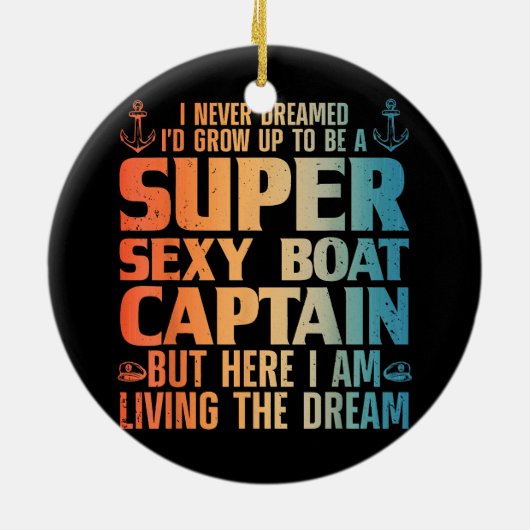 Cool Boat Kapitein Mannen Sail Pontoon Boati Keramisch Ornament (Achterkant)