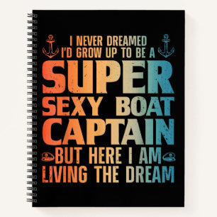Cool Boat Kapitein Mannen Sail Pontoon Boati Notitieboek