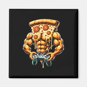 Cool Bodybuilding Gamer Pizza Cadeau Magneet