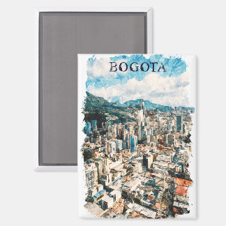 Cool Bogota Colombia CIty Uitzicht Waterverf Magneet