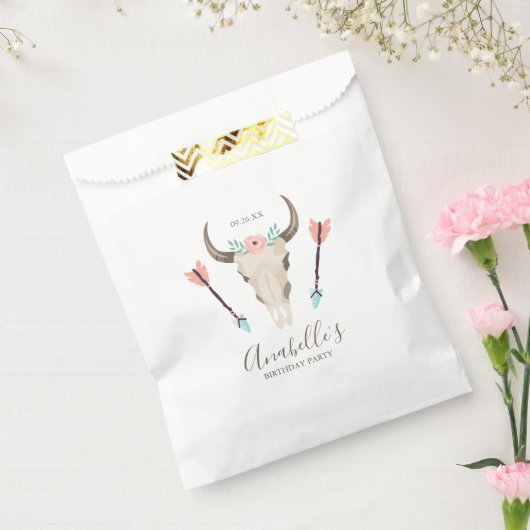 Cool Boho Koe schedel Bedankzakje (Gezegeld)