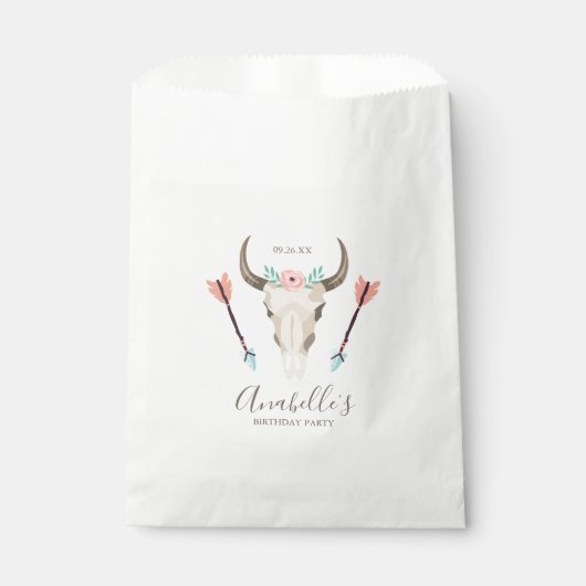 Cool Boho Koe schedel Bedankzakje (Voorkant)