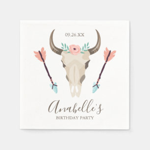Cool Boho Koe schedel partij gunsten Servet