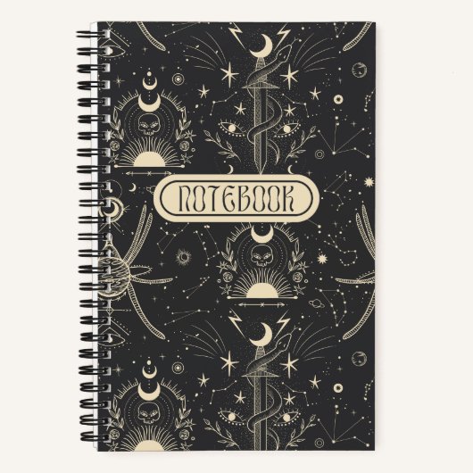 Cool Boho Skuls Étoiles Lune Carnet Spiral (Recto)