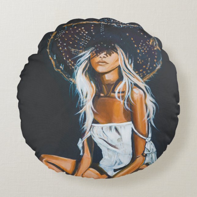 Cool Boho thema Katoen Ronde Kussen (Voorkant)