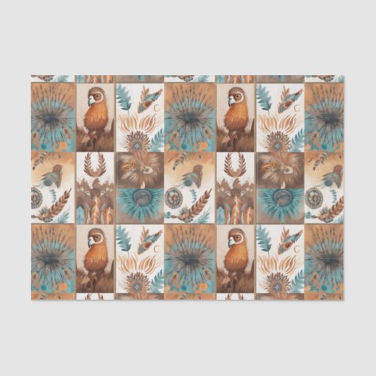 Cool Boho Westerne tegelpatroon decoupage Tissuepapier (Voorkant)