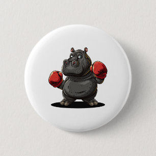 Cool Boksen Atleet Kostuum voor Hippo en Dieren Ronde Button 5,7 Cm