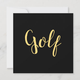 Cool Bold Black Elegant "Golf" Invitation Script Aankondiging