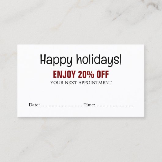 Cool Bold Black White Red Salon Appointment Coupon (Devant)