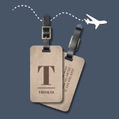 Cool Bold Brown Monogram Textuur Beige Bagagelabel