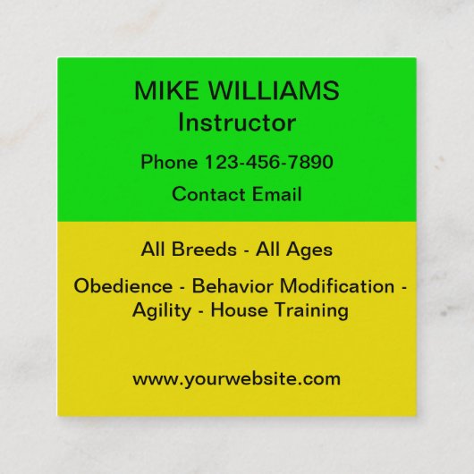 Cool Bold Cartes de visite de formation de chien (Dos)