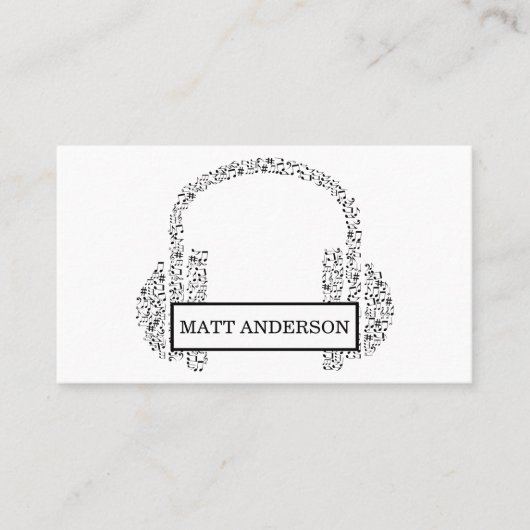 Cool Bold DJ Headphones Black Music Visitekaartje (Voorkant)