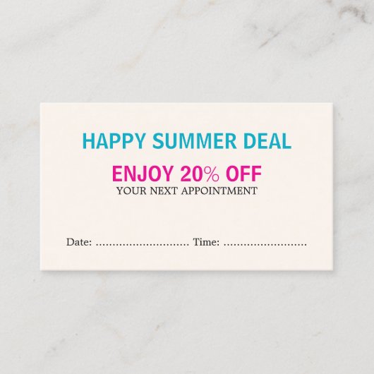 Cool Bold Pastel Kleuren Salon Afspraak Coupon (Voorkant)