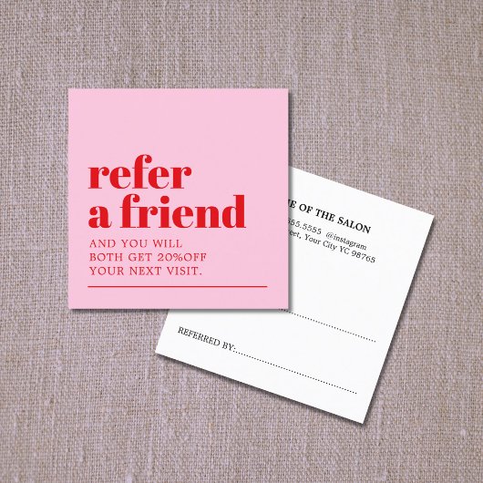 Cool Bold Roze Rood Wit Beauty Salon Aanbevelingskaartje