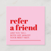 Cool Bold Roze Rood Wit Beauty Salon Aanbevelingskaartje (Voorkant)