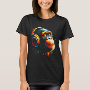Cool Bonobo Monkey Hoofdtelefoon Muziek Art Christ T-shirt