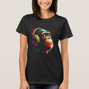 Cool Bonobo Monkey Hoofdtelefoon Muziek Art Christ T-shirt