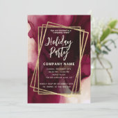 Cool bordeauxrood Abstracte waterverf inkt geometr Kaart (Staand voorkant)