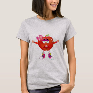 Cool Bored Red Apple Girl Cartoon Shirt
