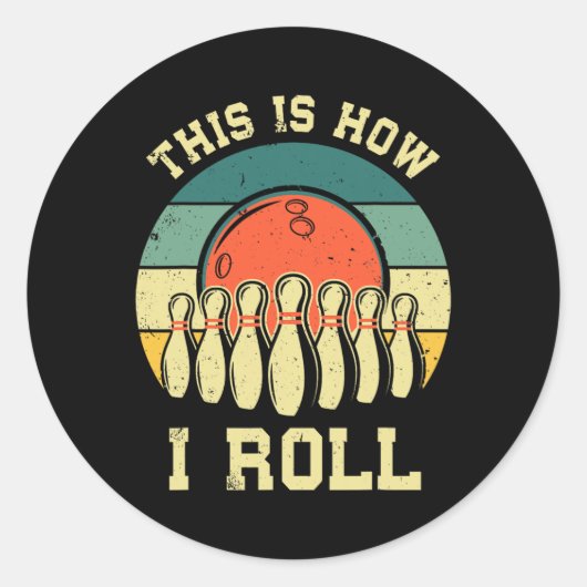 Cool Bowling Art voor mannen Bowler Track Bowlin Ronde Sticker (Voorkant)
