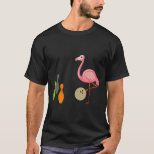 Cool Bowling Flamingo Funny Shorebird Lover Playe T-shirt
