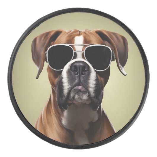 Cool Boxer Dog Hockey Puck (Voorkant)
