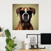 Cool Boxer Dog Poster (Thuiskantoor)