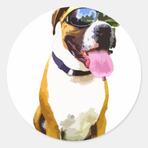 Cool Boxer Dog Ronde Sticker