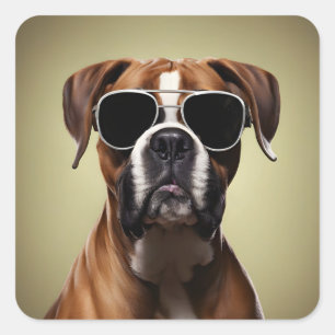 Cool Boxer Dog Vierkante Sticker