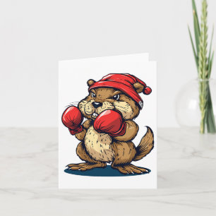 Cool Boxing Beaver met handschoenen voor een knock Kaart