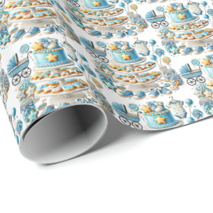 Cool boys betegeld baby shower patroon cadeaupapier