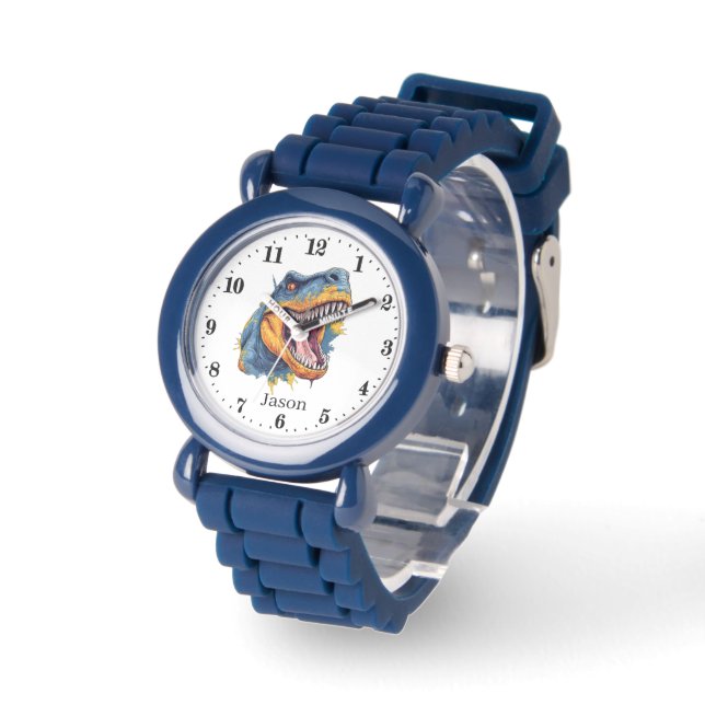 Cool boys dinosaurus naam toevoegen horloge (Hoek)