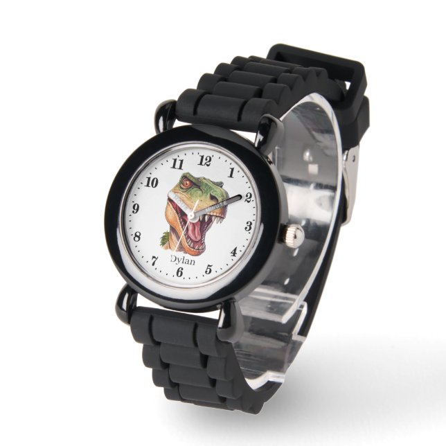 Cool boys dinosaurus naam toevoegen horloge (Hoek)
