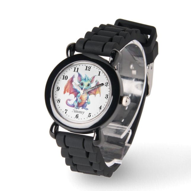 Cool boys dragon naam toevoegen horloge (Hoek)