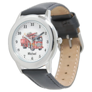 Cool Boys Fire truck naam toevoegen Horloge