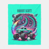 Cool boys monster truck add name  fleece deken (Voorkant)
